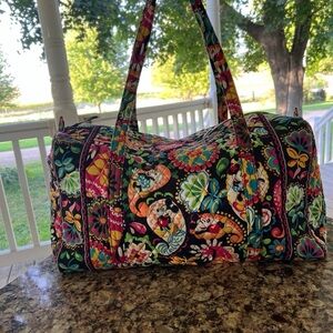 Vera Bradley Black Quilted Floral & Paisley Travel Duffel